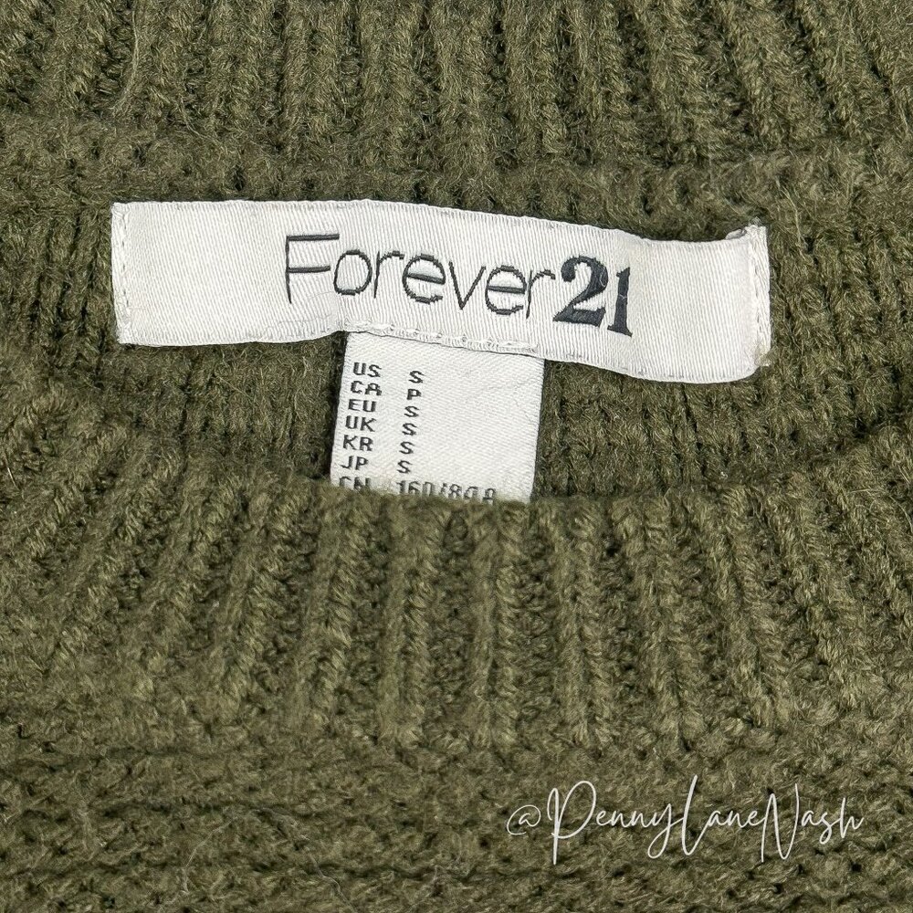 Forever21 Studded Shoulder Sweater Small S Olive - Picture 6 of 9